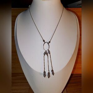 925 sterling silver marked flawless pearl beaded Pendant Necklace 14" +2.5 Ext